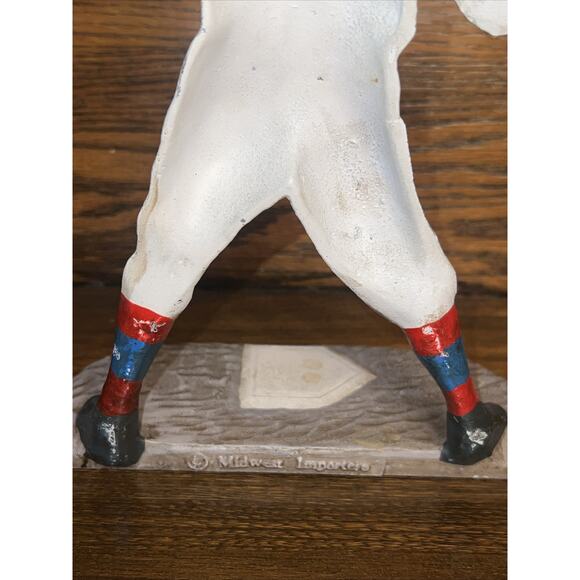 VINTAGE Painted Cast Iron Baseball Player Door Stop Midwest Importers 9.75" - Picture 7 of 7